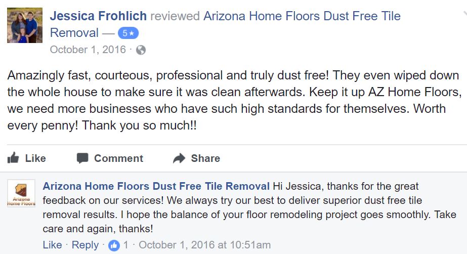 review for arizona home floors from facebook on tile removal project
