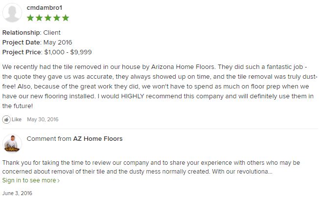 houzz review of dust free removal of floor tile by arizona home floors